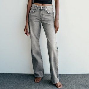 NWOT ZARA FULL LENGTH TRF MID-RISE WIDE LEG JEANS